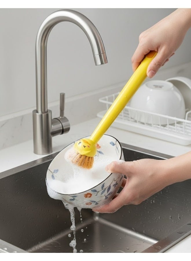 فرشاة تنظيف أطباق المطبخ بقاعدة شفط - مقبض طويل بتصميم مريح لتنظيف الأواني والمقالي والصحون والأحواض، وإزالة البقع والدهون، وتخزين منظم وسهل - Image 2